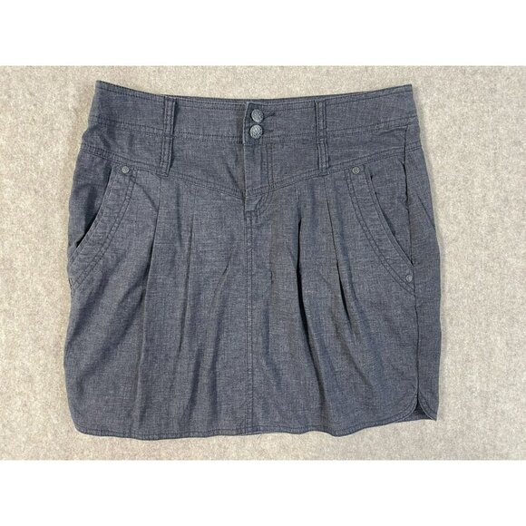 PrAna Lisbeth Skirt Women's Size 6 Coal Gray Chambray Hemp Blend Stretchy Mini - Picture 2 of 11